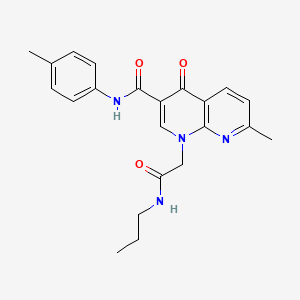 molecular formula C22H24N4O3 B2869660 7-methyl-4-oxo-1-(2-oxo-2-(propylamino)ethyl)-N-(p-tolyl)-1,4-dihydro-1,8-naphthyridine-3-carboxamide CAS No. 1251597-89-3
