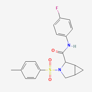 molecular formula C19H19FN2O3S B2869665 N-(4-fluorophenyl)-3-[(4-methylphenyl)sulfonyl]-3-azabicyclo[3.1.0]hexane-2-carboxamide CAS No. 1101135-83-4