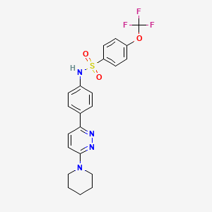 molecular formula C22H21F3N4O3S B2869674 N-[4-(6-哌啶-1-基嘧啶-3-基)苯基]-4-(三氟甲氧基)苯磺酰胺 CAS No. 946239-85-6