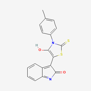 molecular formula C18H12N2O2S2 B2869678 (Z)-5-(2-oxoindolin-3-ylidene)-2-thioxo-3-(p-tolyl)thiazolidin-4-one CAS No. 307525-24-2