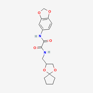 molecular formula C17H20N2O6 B2869685 N1-(1,4-dioxaspiro[4.4]nonan-2-ylmethyl)-N2-(benzo[d][1,3]dioxol-5-yl)oxalamide CAS No. 899963-24-7