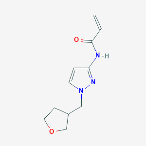 molecular formula C11H15N3O2 B2869687 N-[1-(Oxolan-3-ylmethyl)pyrazol-3-yl]prop-2-enamide CAS No. 2185980-99-6