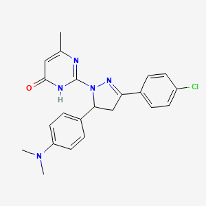 2-(3-(4-chlorophenyl)-5-(4-(dimethylamino)phenyl)-4,5-dihydro-1H-pyrazol-1-yl)-6-methylpyrimidin-4-ol