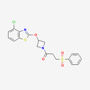 molecular formula C19H17ClN2O4S2 B2869692 1-(3-((4-Chlorobenzo[d]thiazol-2-yl)oxy)azetidin-1-yl)-3-(phenylsulfonyl)propan-1-one CAS No. 1396625-56-1