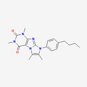 molecular formula C21H25N5O2 B2869695 6-(4-Butylphenyl)-2,4,7,8-tetramethylpurino[7,8-a]imidazole-1,3-dione CAS No. 887865-38-5