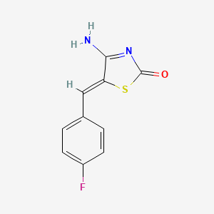 molecular formula C10H7FN2OS B2869696 (Z)-5-(4-fluorobenzylidene)-4-iminothiazolidin-2-one CAS No. 1975146-78-1