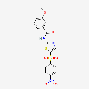 molecular formula C17H13N3O6S2 B2869700 3-Methoxy-N-[5-(4-nitro-benzenesulfonyl)-thiazol-2-yl]-benzamide CAS No. 313395-86-7