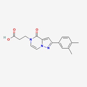 molecular formula C17H17N3O3 B2869708 3-[2-(3,4-dimethylphenyl)-4-oxopyrazolo[1,5-a]pyrazin-5(4H)-yl]propanoic acid CAS No. 1255779-17-9