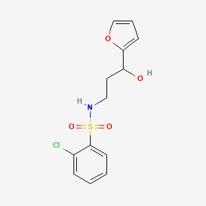 molecular formula C13H14ClNO4S B2869718 2-chloro-N-(3-(furan-2-yl)-3-hydroxypropyl)benzenesulfonamide CAS No. 1421498-52-3