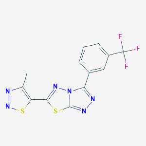 molecular formula C13H7F3N6S2 B286972 6-(4-Methyl-1,2,3-thiadiazol-5-yl)-3-[3-(trifluoromethyl)phenyl][1,2,4]triazolo[3,4-b][1,3,4]thiadiazole 
