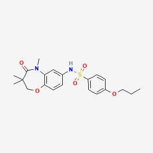 molecular formula C21H26N2O5S B2869720 4-丙氧基-N-(3,3,5-三甲基-4-氧代-2,3,4,5-四氢苯并[b][1,4]恶杂环庚-7-基)苯磺酰胺 CAS No. 921908-82-9