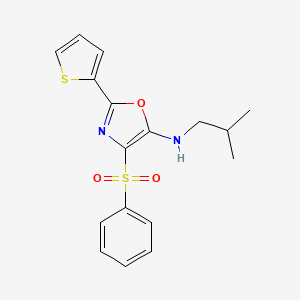 molecular formula C17H18N2O3S2 B2869722 4-(benzenesulfonyl)-N-(2-methylpropyl)-2-thiophen-2-yl-1,3-oxazol-5-amine CAS No. 627833-08-3