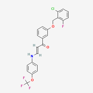 molecular formula C23H16ClF4NO3 B2869728 (E)-1-[3-[(2-chloro-6-fluorophenyl)methoxy]phenyl]-3-[4-(trifluoromethoxy)anilino]prop-2-en-1-one CAS No. 478039-56-4