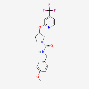 molecular formula C19H20F3N3O3 B2869733 N-(4-甲氧基苄基)-3-((4-(三氟甲基)吡啶-2-基)氧基)吡咯烷-1-甲酰胺 CAS No. 2034391-76-7