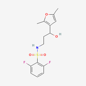 molecular formula C15H17F2NO4S B2869741 N-(3-(2,5-dimethylfuran-3-yl)-3-hydroxypropyl)-2,6-difluorobenzenesulfonamide CAS No. 1421456-53-2