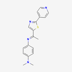 molecular formula C18H18N4S B2869742 N~1~,N~1~-dimethyl-N~4~-{(Z)-1-[2-(4-pyridinyl)-1,3-thiazol-5-yl]ethylidene}-1,4-benzenediamine CAS No. 1212789-93-9