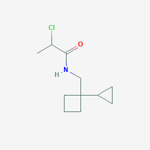 molecular formula C11H18ClNO B2869744 2-Chloro-N-[(1-cyclopropylcyclobutyl)methyl]propanamide CAS No. 1865447-54-6