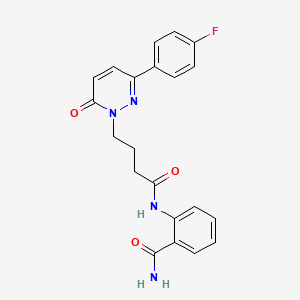 molecular formula C21H19FN4O3 B2869748 2-(4-(3-(4-fluorophenyl)-6-oxopyridazin-1(6H)-yl)butanamido)benzamide CAS No. 946215-91-4