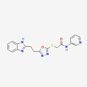 2-((5-(2-(1H-benzo[d]imidazol-2-yl)ethyl)-1,3,4-oxadiazol-2-yl)thio)-N-(pyridin-3-yl)acetamide