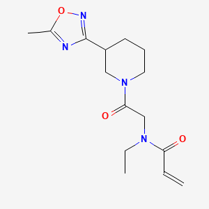 molecular formula C15H22N4O3 B2869769 N-Ethyl-N-[2-[3-(5-methyl-1,2,4-oxadiazol-3-yl)piperidin-1-yl]-2-oxoethyl]prop-2-enamide CAS No. 2361764-16-9