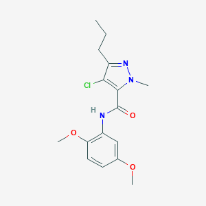 molecular formula C16H20ClN3O3 B286977 4-chloro-N-(2,5-dimethoxyphenyl)-1-methyl-3-propyl-1H-pyrazole-5-carboxamide 