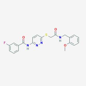 3-fluoro-N-(6-((2-((2-methoxybenzyl)amino)-2-oxoethyl)thio)pyridazin-3-yl)benzamide