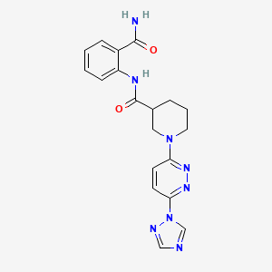 molecular formula C19H20N8O2 B2869794 1-(6-(1H-1,2,4-triazol-1-yl)pyridazin-3-yl)-N-(2-carbamoylphenyl)piperidine-3-carboxamide CAS No. 1797092-33-1