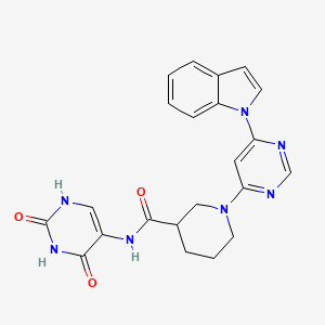 molecular formula C22H21N7O3 B2869799 1-(6-(1H-吲哚-1-基)嘧啶-4-基)-N-(2,4-二氧代-1,2,3,4-四氢嘧啶-5-基)哌啶-3-甲酰胺 CAS No. 1798040-09-1