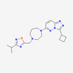 molecular formula C20H28N8O B2869802 5-[[4-(3-Cyclobutyl-[1,2,4]triazolo[4,3-b]pyridazin-6-yl)-1,4-diazepan-1-yl]methyl]-3-propan-2-yl-1,2,4-oxadiazole CAS No. 2380078-59-9