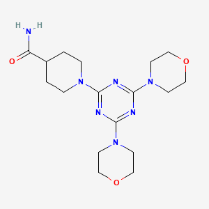 molecular formula C17H27N7O3 B2869805 1-(4,6-二吗啉-1,3,5-三嗪-2-基)哌啶-4-甲酰胺 CAS No. 942789-91-5