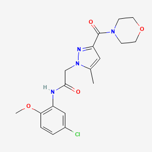 N-(5-chloro-2-methoxyphenyl)-2-(5-methyl-3-(morpholine-4-carbonyl)-1H-pyrazol-1-yl)acetamide