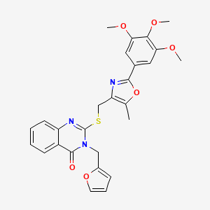 molecular formula C27H25N3O6S B2869812 3-(呋喃-2-基甲基)-2-(((5-甲基-2-(3,4,5-三甲氧基苯基)恶唑-4-基)甲基)硫代)喹唑啉-4(3H)-酮 CAS No. 1114655-27-4