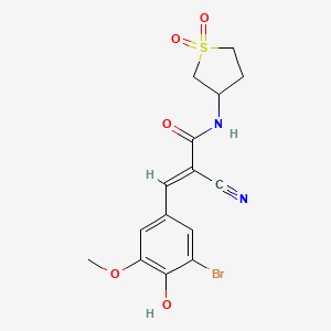 (E)-3-(3-bromo-4-hydroxy-5-methoxyphenyl)-2-cyano-N-(1,1-dioxidotetrahydrothiophen-3-yl)acrylamide