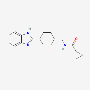 molecular formula C18H23N3O B2869816 N-((4-(1H-benzo[d]imidazol-2-yl)cyclohexyl)methyl)cyclopropanecarboxamide CAS No. 1235094-07-1