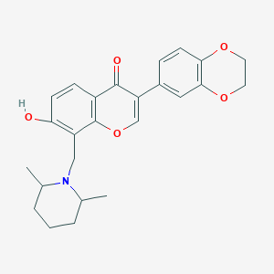 molecular formula C25H27NO5 B2869821 3-(2,3-二氢苯并[b][1,4]二噁英-6-基)-8-((2,6-二甲基哌啶-1-基)甲基)-7-羟基-4H-色满-4-酮 CAS No. 637751-82-7