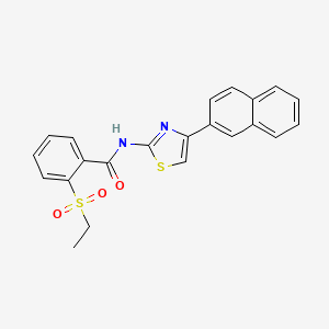 molecular formula C22H18N2O3S2 B2869830 2-(ethylsulfonyl)-N-(4-(naphthalen-2-yl)thiazol-2-yl)benzamide CAS No. 898433-91-5