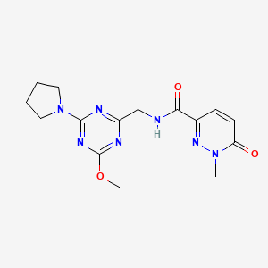 molecular formula C15H19N7O3 B2869850 N-((4-methoxy-6-(pyrrolidin-1-yl)-1,3,5-triazin-2-yl)methyl)-1-methyl-6-oxo-1,6-dihydropyridazine-3-carboxamide CAS No. 2034577-11-0