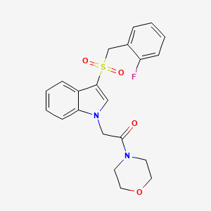 molecular formula C21H21FN2O4S B2869853 2-(3-((2-氟苄基)磺酰基)-1H-吲哚-1-基)-1-吗啉基乙酮 CAS No. 894014-04-1