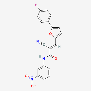 molecular formula C20H12FN3O4 B2869860 (E)-2-cyano-3-(5-(4-fluorophenyl)furan-2-yl)-N-(3-nitrophenyl)acrylamide CAS No. 314275-83-7
