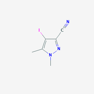 molecular formula C6H6IN3 B2869863 4-Iodo-1,5-dimethylpyrazole-3-carbonitrile CAS No. 54384-71-3; 863752-94-7