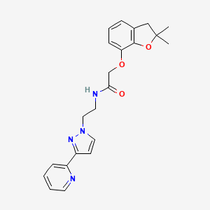 2-((2,2-dimethyl-2,3-dihydrobenzofuran-7-yl)oxy)-N-(2-(3-(pyridin-2-yl)-1H-pyrazol-1-yl)ethyl)acetamide