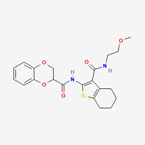 molecular formula C21H24N2O5S B2869874 N-{3-[(2-methoxyethyl)carbamoyl]-4,5,6,7-tetrahydro-1-benzothiophen-2-yl}-2,3-dihydro-1,4-benzodioxine-2-carboxamide CAS No. 381188-62-1