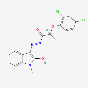2-(2,4-dichlorophenoxy)-N'-(1-methyl-2-oxo-1,2-dihydro-3H-indol-3-yliden)propanohydrazide