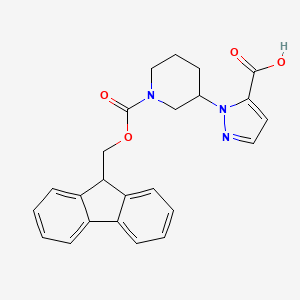 molecular formula C24H23N3O4 B2869886 2-[1-(9H-Fluoren-9-ylmethoxycarbonyl)piperidin-3-yl]pyrazole-3-carboxylic acid CAS No. 2503205-77-2