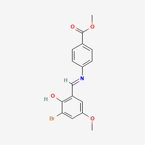 molecular formula C16H14BrNO4 B2869888 methyl 4-{[(E)-(3-bromo-2-hydroxy-5-methoxyphenyl)methylidene]amino}benzenecarboxylate CAS No. 477848-07-0