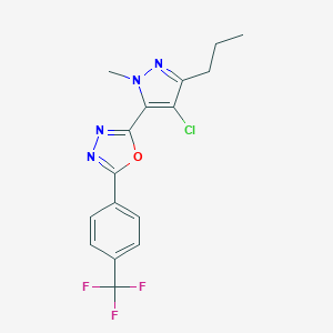 molecular formula C16H14ClF3N4O B286989 2-(4-chloro-1-methyl-3-propyl-1H-pyrazol-5-yl)-5-[4-(trifluoromethyl)phenyl]-1,3,4-oxadiazole 