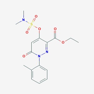 molecular formula C16H19N3O6S B2869890 ethyl 4-((N,N-dimethylsulfamoyl)oxy)-6-oxo-1-(o-tolyl)-1,6-dihydropyridazine-3-carboxylate CAS No. 899759-86-5