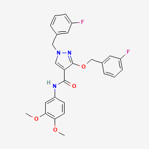 molecular formula C26H23F2N3O4 B2869896 N-(3,4-dimethoxyphenyl)-1-(3-fluorobenzyl)-3-((3-fluorobenzyl)oxy)-1H-pyrazole-4-carboxamide CAS No. 1013759-44-8