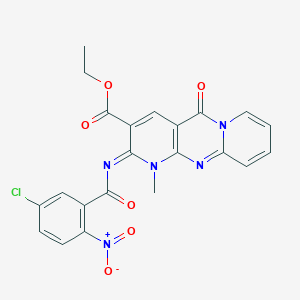 molecular formula C22H16ClN5O6 B2869903 (Z)-ethyl 2-((5-chloro-2-nitrobenzoyl)imino)-1-methyl-5-oxo-2,5-dihydro-1H-dipyrido[1,2-a:2',3'-d]pyrimidine-3-carboxylate CAS No. 534565-99-6