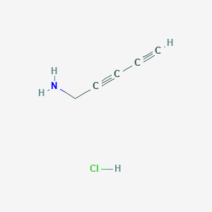 molecular formula C5H6ClN B2869917 戊-2,4-二炔-1-胺；盐酸盐 CAS No. 2361635-64-3